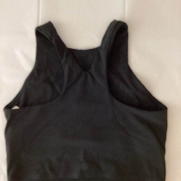 Athleta Long Line Sports Bra Padded Stretch Solid Black Small Pull On High Neck - Picture 3 of 7